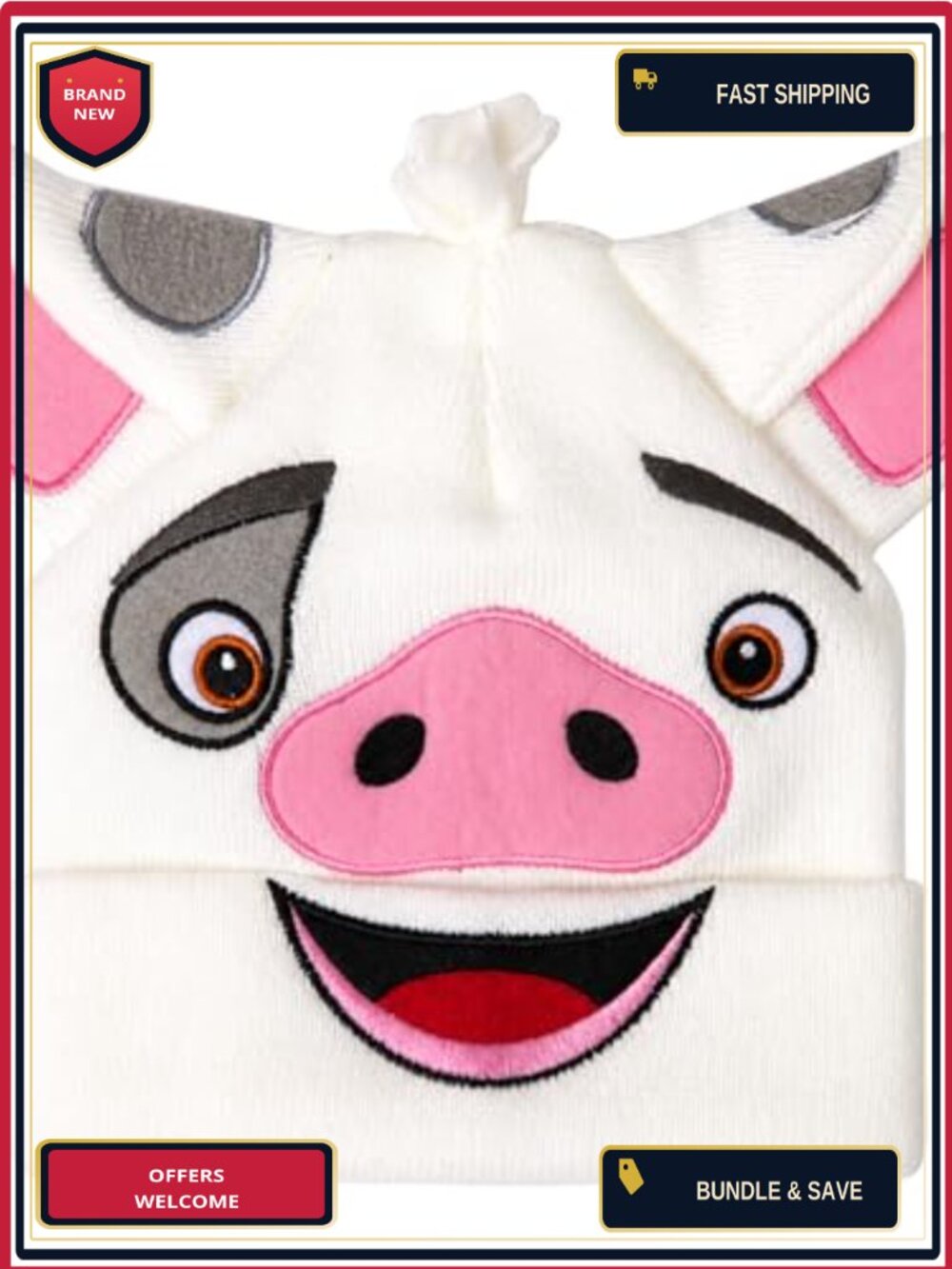 Novelty Pig Animal Beanie Hat One Size Fits Most Adult Unisex Cosplay